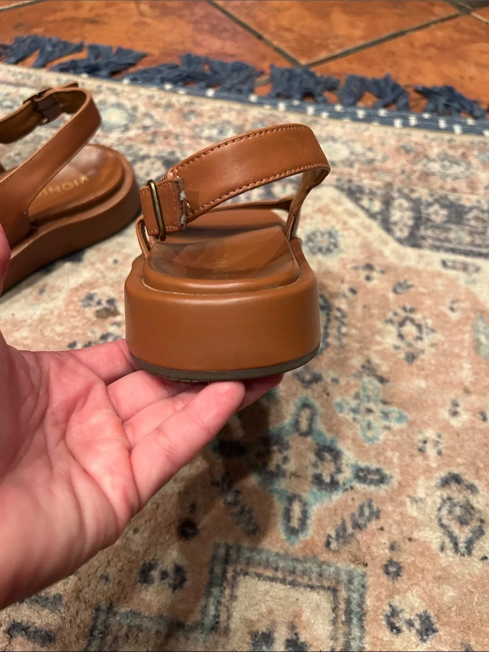 Vionic Tan Leather Double-Strap Slingback Sandal - Picture 6 of 15